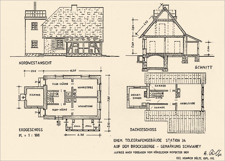 Nachzeichnung des Telegrapengebudes